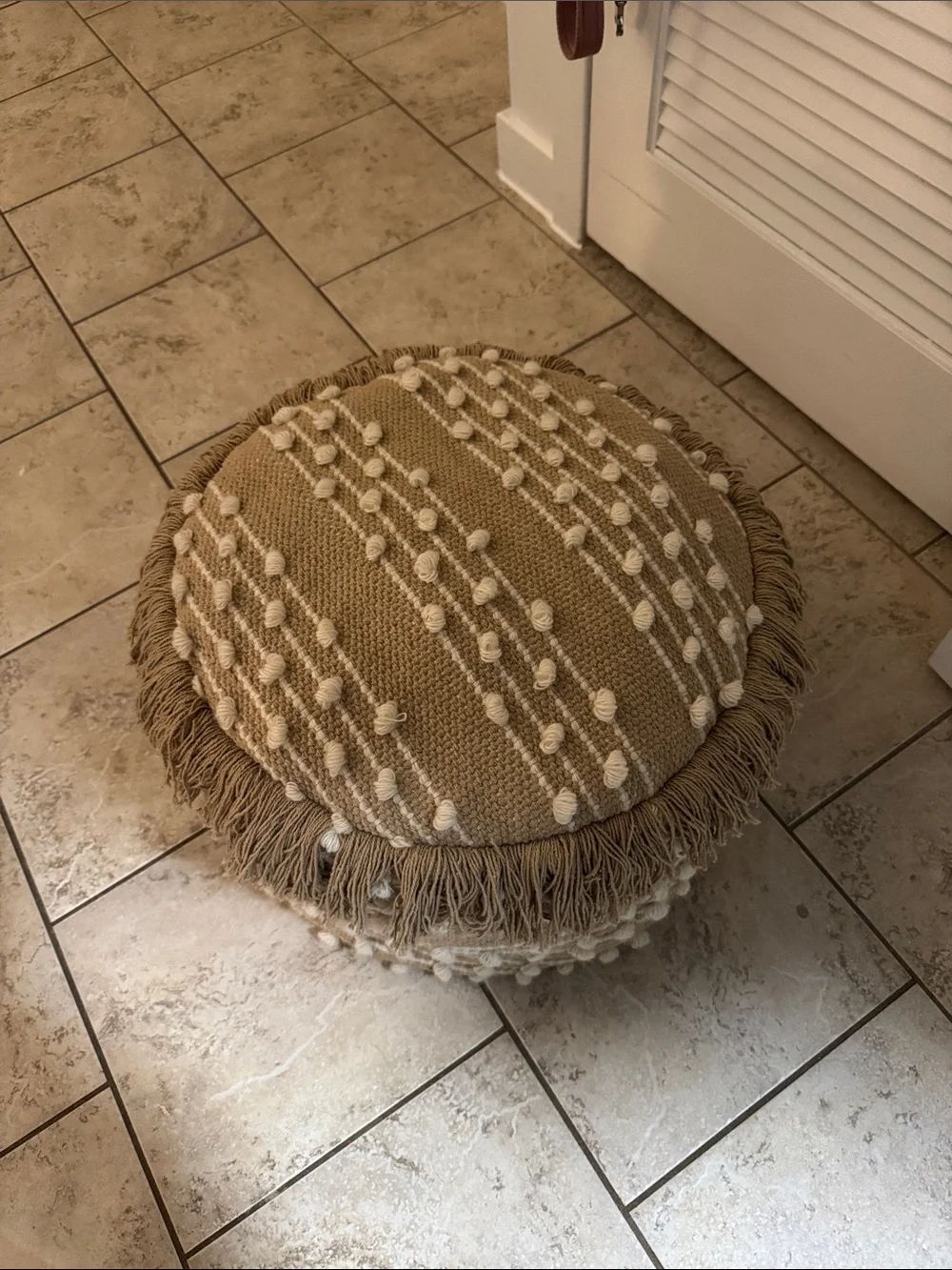 Round Boho Pom-Pom Fringe Bean Bag Pouf
